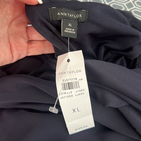 NWT,Ann Taylor,NAVY (Sold-Out On-Line),Lace-Up,Side-Tie,Jersey Dress,Size XL - Picture 6 of 12